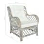 Sofa with natural rattan cushion and gray linen by vidaXL, Sofas - Ref: Foro24-325470, Price: 212,95 €, Discount: %