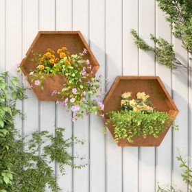 Jardineras de pared 2 uds acero corten oxidado 46x10x40 cm Jardineras de pared 2 uds acero corten oxidado 46x10x40 cm