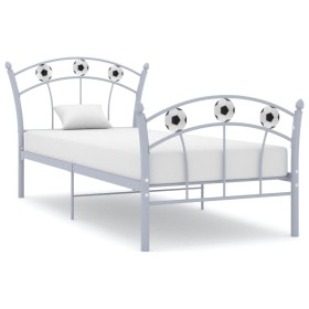 Bed frame with football design gray metal 90x200 cm by vidaXL, Beds and slatted bases - Ref: Foro24-324746, Price: 102,84 €, ...