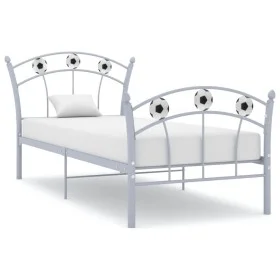 Bed frame with football design gray metal 90x200 cm by vidaXL, Beds and slatted bases - Ref: Foro24-324746, Price: 101,26 €, ...