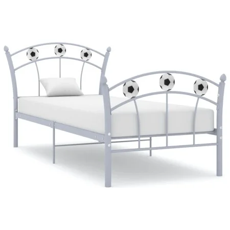 Bed frame with football design gray metal 90x200 cm by vidaXL, Beds and slatted bases - Ref: Foro24-324746, Price: 101,26 €, ...