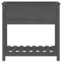 Jardinera con estante madera maciza pino gris 82,5x34,5x81 cm