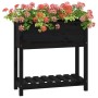 Jardinera con estante madera maciza pino negro 82,5x34,5x81 cm