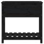 Jardinera con estante madera maciza pino negro 82,5x34,5x81 cm