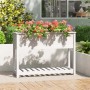 Jardinera con estante madera maciza pino blanca 111,5x34,5x81cm