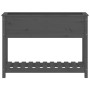 Jardinera con estante madera maciza pino gris 111,5x34,5x81 cm