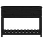 Jardinera con estante madera maciza pino negro 111,5x34,5x81 cm