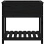 Jardinera con estante madera maciza de pino negro 82,5x54x81 cm