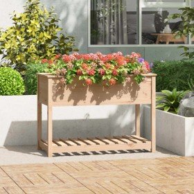 Jardinera con estante de madera maciza de pino 111,5x54x81 cm en Maceteros y jardineras | Comprar online en Foro24