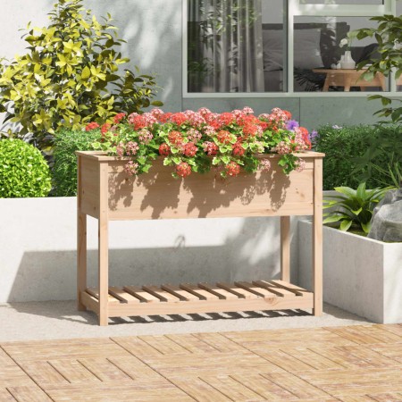 Jardinera con estante de madera maciza de pino 111,5x54x81 cm en Maceteros y jardineras | Comprar online en Foro24