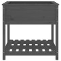 Jardinera con estante madera maciza pino gris 82,5x82,5x81 cm