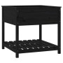 Jardinera con estante madera maciza pino negro 82,5x82,5x81 cm
