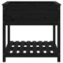 Jardinera con estante madera maciza pino negro 82,5x82,5x81 cm