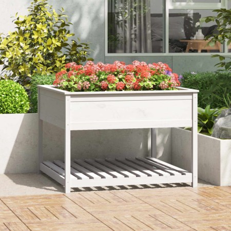 Jardinera de estante madera maciza pino blanca 111,5x111,5x81cm en Maceteros y jardineras | Comprar online en Foro24