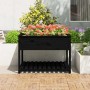 Jardinera con estante madera maciza pino negro 111,5x111,5x81cm