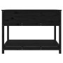 Jardinera con estante madera maciza pino negro 111,5x111,5x81cm