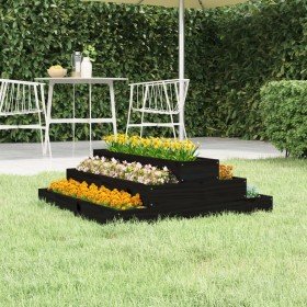 Jardinera de madera maciza de pino negro 80x80x27 cm Jardinera de madera maciza de pino negro 80x80x27 cm