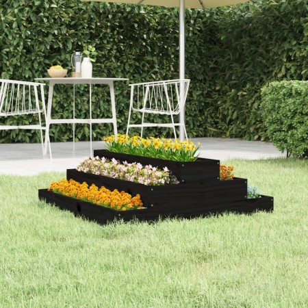 Jardinera de madera maciza de pino negro 80x80x27 cm en Maceteros y jardineras | Comprar online en Foro24