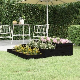 Jardinera madera maciza de pino negro 107x107x27 cm Jardinera madera maciza de pino negro 107x107x27 cm