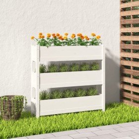 Jardinera de madera maciza de pino blanco 112x25x104,5 cm en Maceteros y jardineras | Comprar online en Foro24