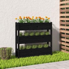 Jardinera de madera maciza de pino negro 112x25x104,5 cm Jardinera de madera maciza de pino negro 112x25x104,5 cm