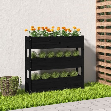 Jardinera de madera maciza de pino negro 112x25x104,5 cm en Maceteros y jardineras | Comprar online en Foro24