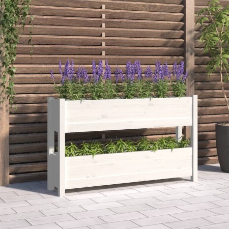 Jardinera de madera maciza de pino blanco 112x25x66 cm en Maceteros y jardineras | Comprar online en Foro24