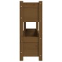 Jardinera de madera maciza de pino marrón miel 112x25x66 cm