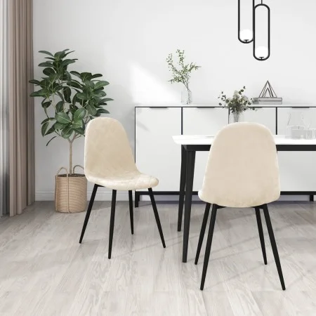Sillas de comedor 2 unidades terciopelo blanco crema de vidaXL, Sillas de comedor - Ref: Foro24-325655, Precio: 126,52 €, Des...