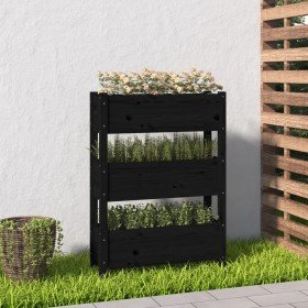 Jardinera de madera maciza de pino negro 77x25x104,5 cm en Maceteros y jardineras | Comprar online en Foro24