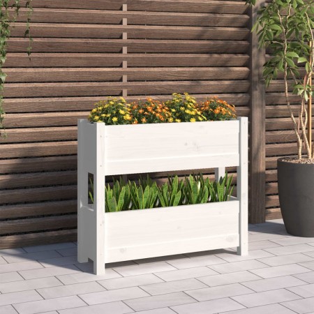Jardinera de madera maciza de pino blanco 77x25x66 cm en Maceteros y jardineras | Comprar online en Foro24