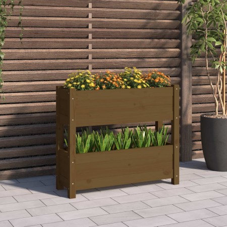 Jardinera de madera maciza de pino marrón miel 77x25x66 cm en Maceteros y jardineras | Comprar online en Foro24