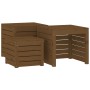 Set cajas de jardín 3 pzas madera maciza pino gris marrón miel