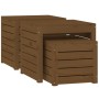 Set cajas de jardín 3 pzas madera maciza pino gris marrón miel