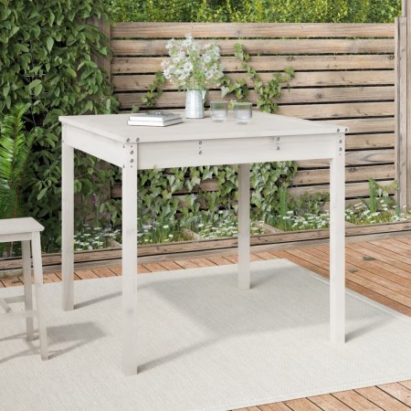 Mesa de jardín madera maciza de pino blanco 82,5x82,5x76 cm