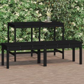 Banco jardín 2 plazas madera maciza pino negro 159,5x44x45 cm Banco jardín 2 plazas madera maciza pino negro 159,5x44x45 cm
