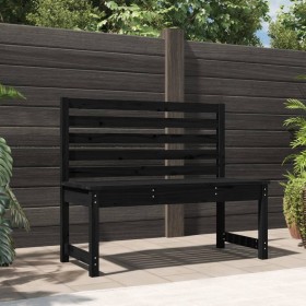 Banco de jardín madera maciza pino negro 109 cm Banco de jardín madera maciza pino negro 109 cm