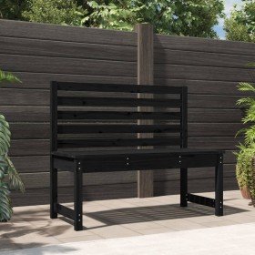 Banco de jardín madera maciza pino negro 109 cm Banco de jardín madera maciza pino negro 109 cm