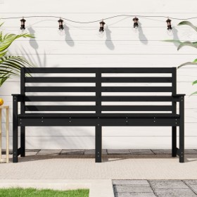 Banco de jardín madera maciza pino negro 159,5x48x91,5 cm Banco de jardín madera maciza pino negro 159,5x48x91,5 cm