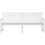 Banco de jardín madera maciza pino blanco 203,5x48x91,5 cm