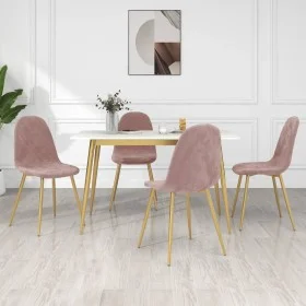 Dining chairs 4 units pink velvet by vidaXL, dining chairs - Ref: Foro24-325683, Price: 180,87 €, Discount: %