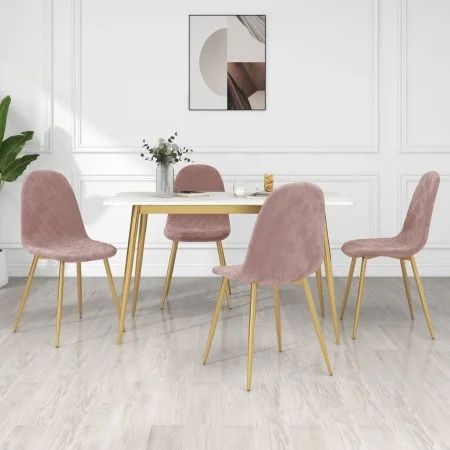 Sillas de comedor 4 unidades terciopelo rosa de vidaXL, Sillas de comedor - Ref: Foro24-325683, Precio: 190,37 €, Descuento: %