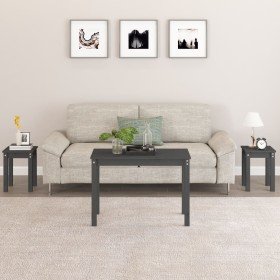 Mesas apilables 3 piezas madera maciza de pino gris Mesas apilables 3 piezas madera maciza de pino gris