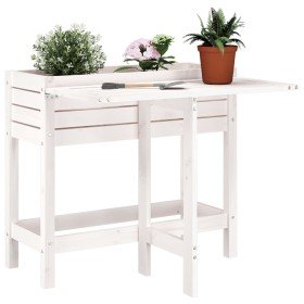 Jardinera con tapa plegable madera maciza de pino blanca Jardinera con tapa plegable madera maciza de pino blanca