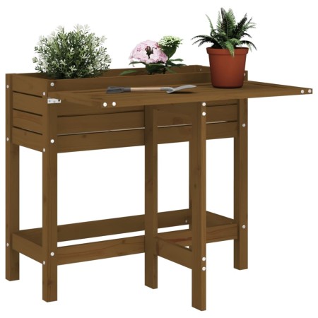 Jardinera con tapa plegable madera maciza de pino marrón miel en Maceteros y jardineras | Comprar online en Foro24