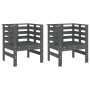 Sillas de jardín 2 uds madera maciza pino gris 61,5x53x71 cm