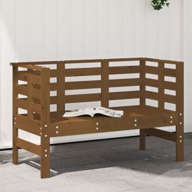 Banco de jardín madera maciza pino marrón miel 111,5x53x71 cm Banco de jardín madera maciza pino marrón miel 111,5x53x71 cm