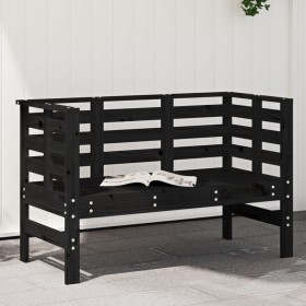 Banco de jardín madera maciza de pino negro 111,5x53x71 cm Banco de jardín madera maciza de pino negro 111,5x53x71 cm
