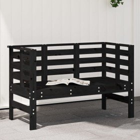 Banco de jardín madera maciza de pino negro 111,5x53x71 cm Banco de jardín madera maciza de pino negro 111,5x53x71 cm