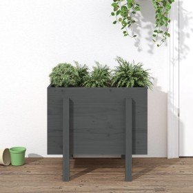 Jardinera de madera maciza de pino gris 62x50x57 cm en Maceteros y jardineras | Comprar online en Foro24